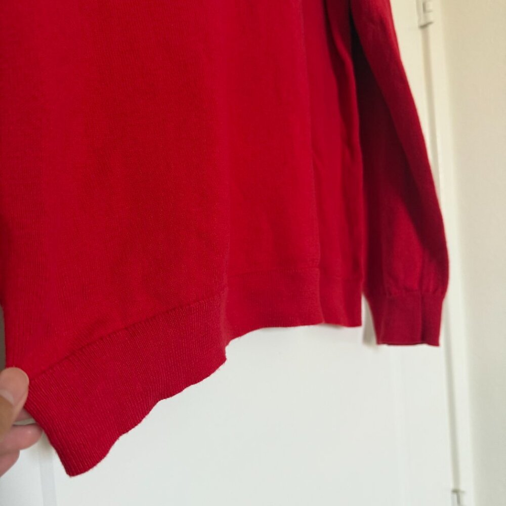 J Crew Teddie Sweater Medium Dalmatian Dog Print Red Classic Novelty Print - Picture 10 of 15